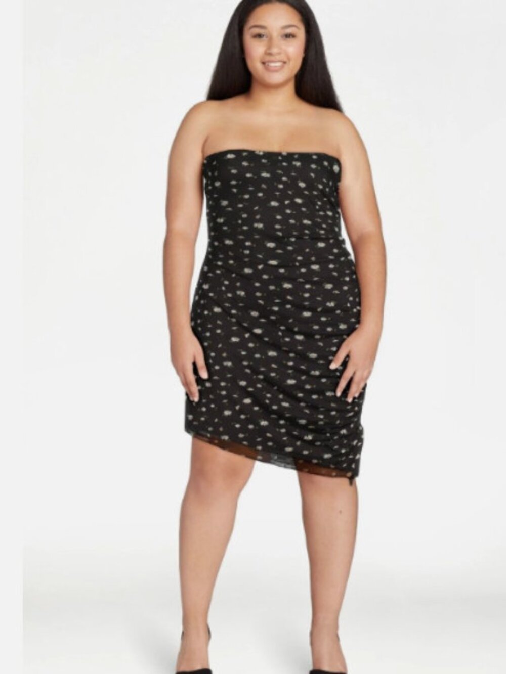 NWT No Boundaries Floral Ruched tube dress removable straps lined Size 11/13